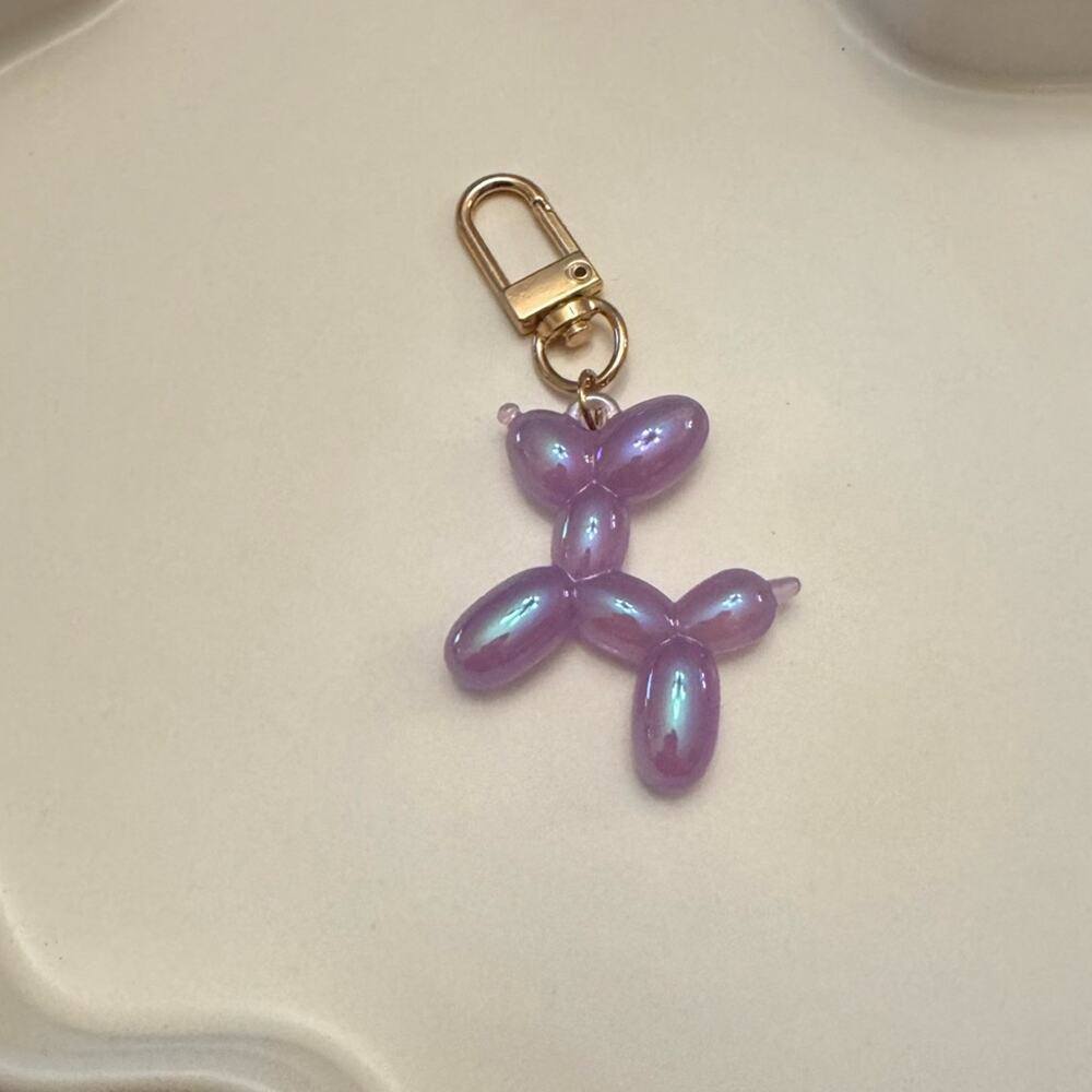 Purple Iridescent Balloon Dog Keychain Charm - Picture 2 of 3